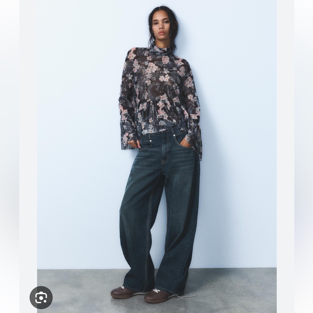 ZARA Tulle Boho Blouse